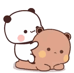 Cartoon Panda Petting Brown Bear Sticker