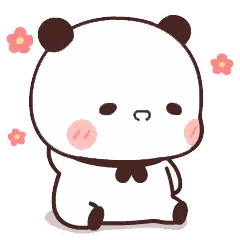 Cartoon Panda Sitting Among Flowers Sticker