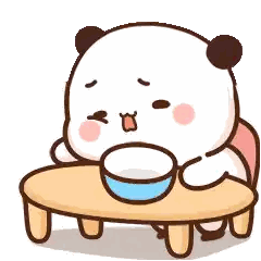 Cartoon Panda Sitting At Table Sticker