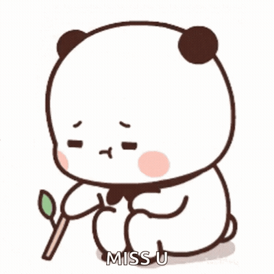Cartoon Panda Sitting Holding Stick Saying Miss You GIF