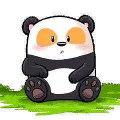 Cartoon Panda Sitting In Grass Sticker
