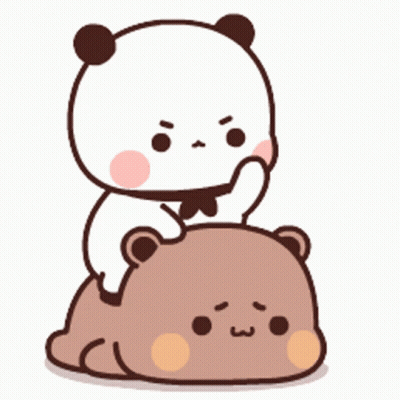 Cartoon Panda Sitting On Another Bear GIF