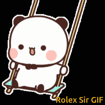 Cartoon Panda Sitting On Swing GIF