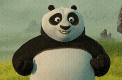 Cartoon Panda Standing In Field With Arms Outstretched GIF