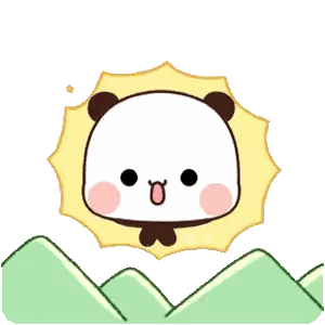 Cartoon Panda Standing In Front Of Sun And Mountains Sticker