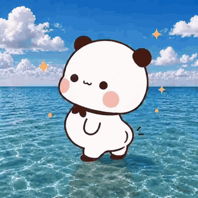 Cartoon Panda Standing In Ocean GIF