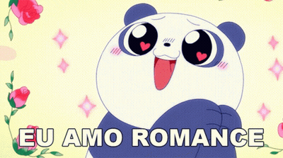 Cartoon Panda Surrounded By Roses Eu Amo Romance GIF