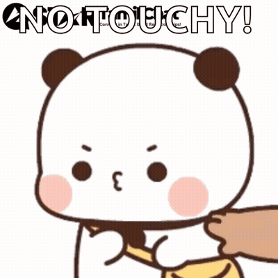 Cartoon Panda Touched By Hand Saying Not Touchy GIF