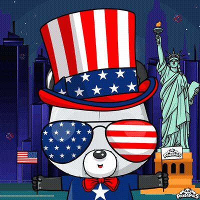 Cartoon Panda Wearing American Hat GIF