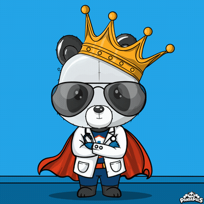 Cartoon Panda Wearing Crown And Cape GIF