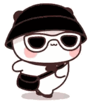 Cartoon Panda Wearing Hat Sunglasses And Bag Sticker