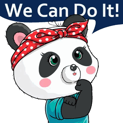 Cartoon Panda Wearing Red Polka Dot Headband Sticker
