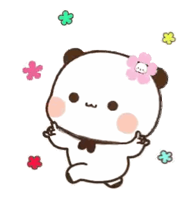 Cartoon Panda With Pink Flower Sticker