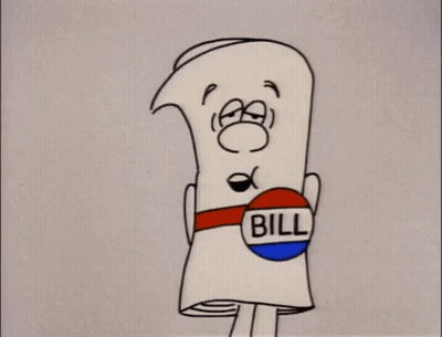 Cartoon Paper Roll Saying Bill GIF