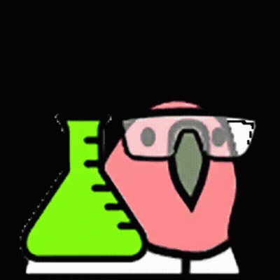 Cartoon Parrot Holding Green Beaker GIF