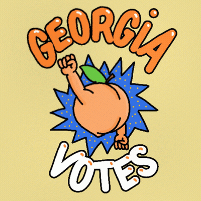 Cartoon Peach Saying Georgia Votes GIF