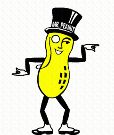 Cartoon Peanut In Top Hat Pointing GIF