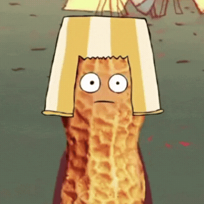 Cartoon Peanut Wearing Striped Hat GIF