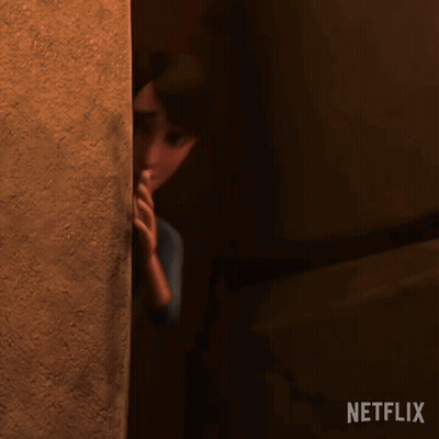 Cartoon Peeking From Behind Wall Ummm Netflix GIF