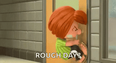 Cartoon Peeking Out Door Asking Rough Day GIF