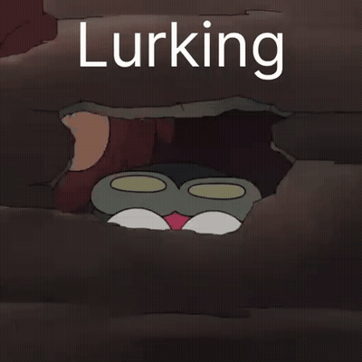 Cartoon Peeking Out Of Hole Saying Lurking GIF
