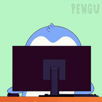 Cartoon Penguin At Computer With Pengu GIF
