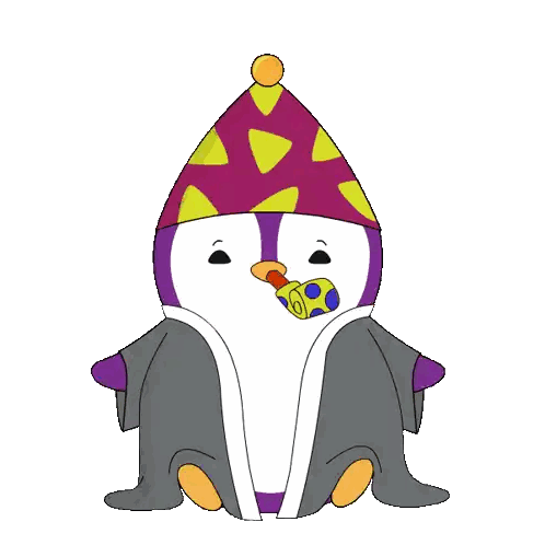 Cartoon Penguin Blowing Horn Sticker
