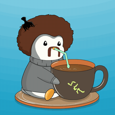 Cartoon Penguin Drinking Coffee GIF