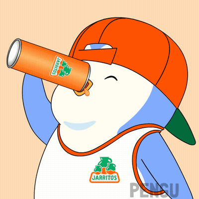 Cartoon Penguin Drinking Jarritos Juice GIF