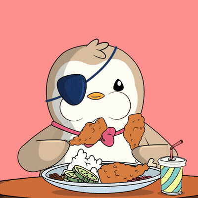 Cartoon Penguin Eating Fried Chicken GIF