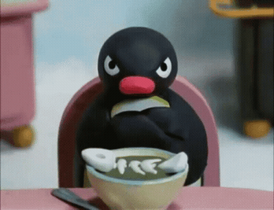 Cartoon Penguin Eating Soup GIF