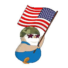 Cartoon Penguin Holding American Flag Sticker