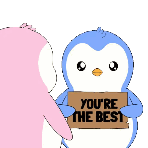 Cartoon Penguin Holding Best Sign Sticker