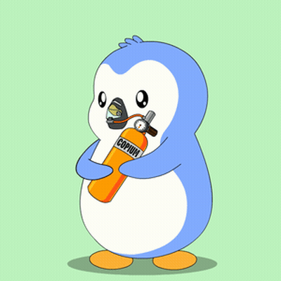 Cartoon Penguin Holding Bottle Of Copium GIF