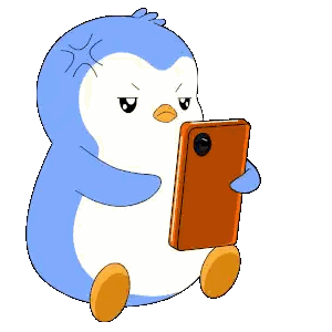 Cartoon Penguin Holding Cell Phone Sticker