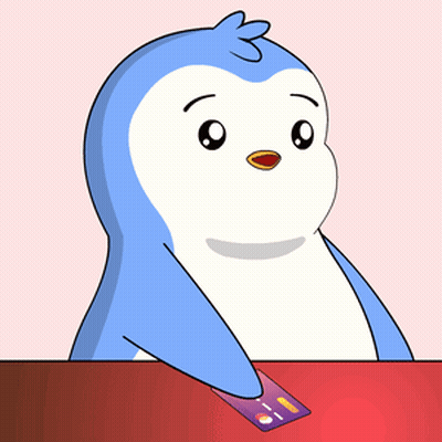 Cartoon Penguin Holding Credit Card GIF