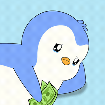 Cartoon Penguin Holding Stack Of Money GIF