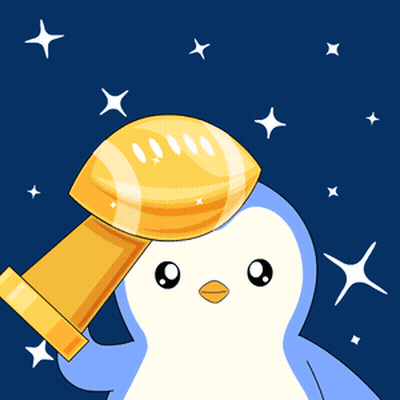 Cartoon Penguin Holding Trophy GIF