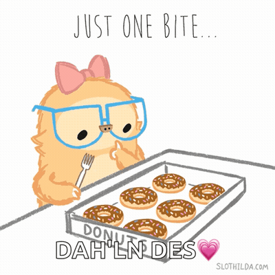Cartoon Penguin Holding Two Donuts GIF