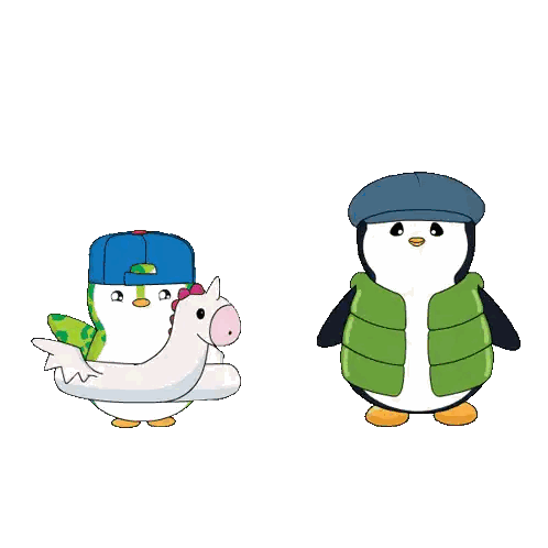 Cartoon Penguin Holding Unicorn Float Sticker