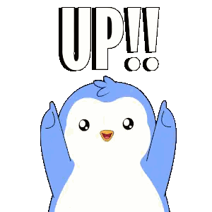 Cartoon Penguin Holding Up Arrow Up!! Sticker