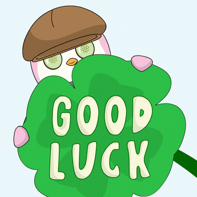 Cartoon Penguin Holding Wand Saying Good Luck GIF