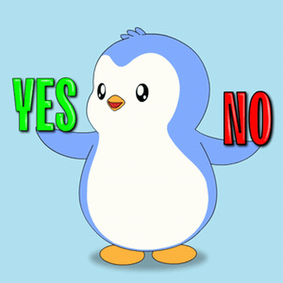 Cartoon Penguin Holding Yes And No Sign GIF