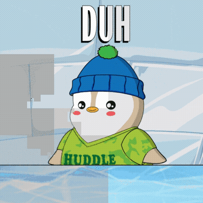 Cartoon Penguin In Blue Hat And Green Duh Shirt GIF