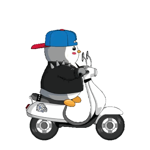 Cartoon Penguin In Blue Hat And Spiked Jacket Sticker