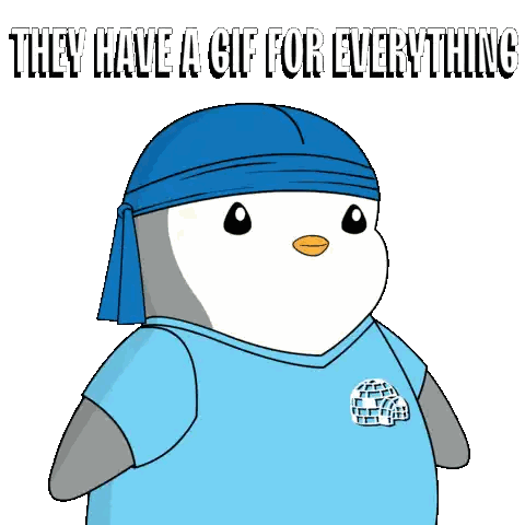 Cartoon Penguin In Blue Headband And Shirt Sticker
