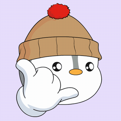 Cartoon Penguin In Brown Hat With Red Pom Pom GIF