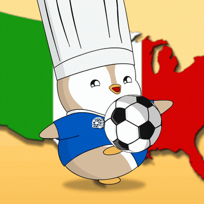 Cartoon Penguin In Chef Hat Holding Soccer Ball GIF