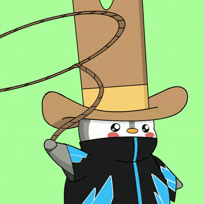Cartoon Penguin In Cowboy Hat And Black Jacket GIF