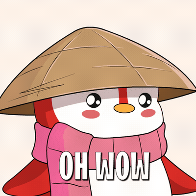 Cartoon Penguin In Hat And Scarf Saying Oh Wow GIF